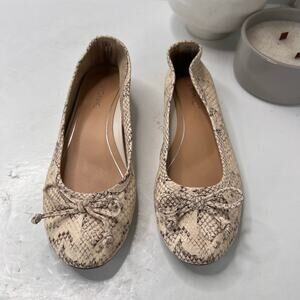 Vionic Callisto Snake Print Ballet Shoes Neutral Cream/Tan Women's 6M